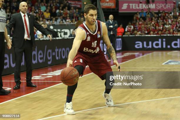 Stefan Jovic of Bayern Muenchen during the Quarterfinal match in the BBL Pokal 2017/18 between FC Bayern Basketball and Brose Baskets Bamberg at the...