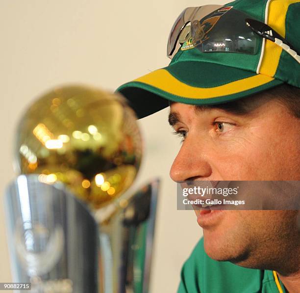 Coach Mickey Arthur of South africa attends the ICC Champions trophy captain press conference from Senwes Park on September 17, 2009 in...