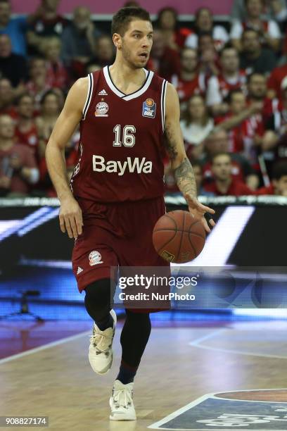 Stefan Jovic of Bayern Muenchen during the Quarterfinal match in the BBL Pokal 2017/18 between FC Bayern Basketball and Brose Baskets Bamberg at the...