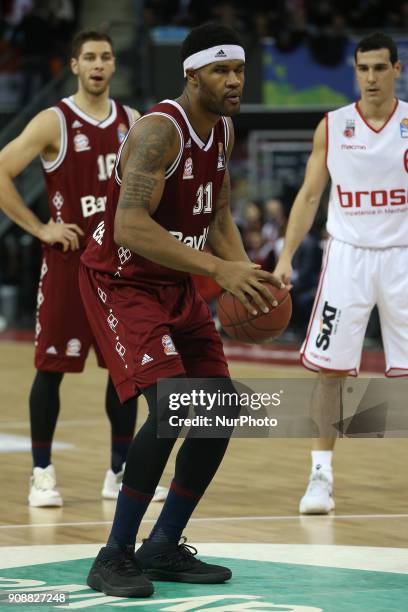 Devin Booker of Bayern Muenchen during the Quarterfinal match in the BBL Pokal 2017/18 between FC Bayern Basketball and Brose Baskets Bamberg at the...