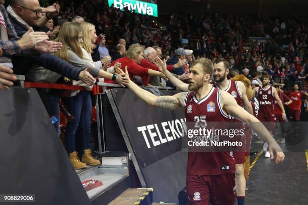 Anton Gavel of Bayern Muenchen after the Quarterfinal match in the BBL Pokal 2017/18 between FC Bayern Basketball and Brose Baskets Bamberg at the...