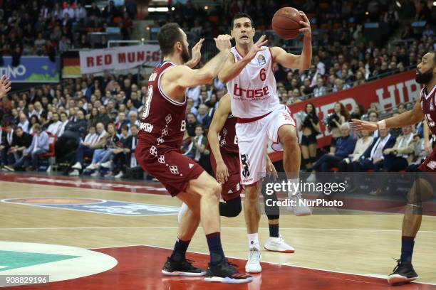 Nikolaos Zisis of Brose Baskets Bamberg during the Quarterfinal match in the BBL Pokal 2017/18 between FC Bayern Basketball and Brose Baskets Bamberg...