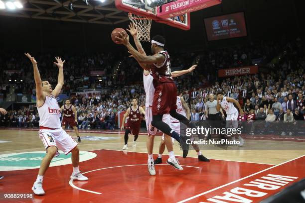 Devin Booker of Bayern Muenchen during the Quarterfinal match in the BBL Pokal 2017/18 between FC Bayern Basketball and Brose Baskets Bamberg at the...