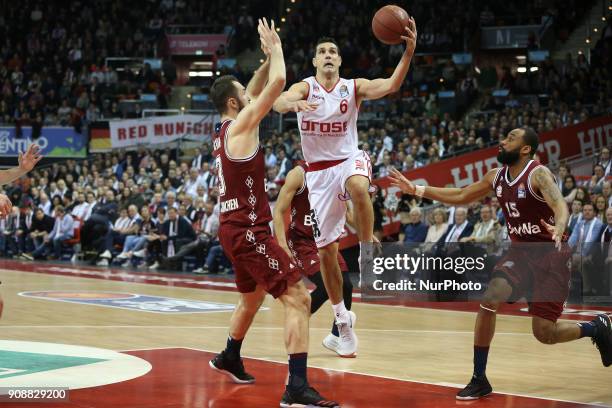 Nikolaos Zisis of Brose Baskets Bamberg during the Quarterfinal match in the BBL Pokal 2017/18 between FC Bayern Basketball and Brose Baskets Bamberg...