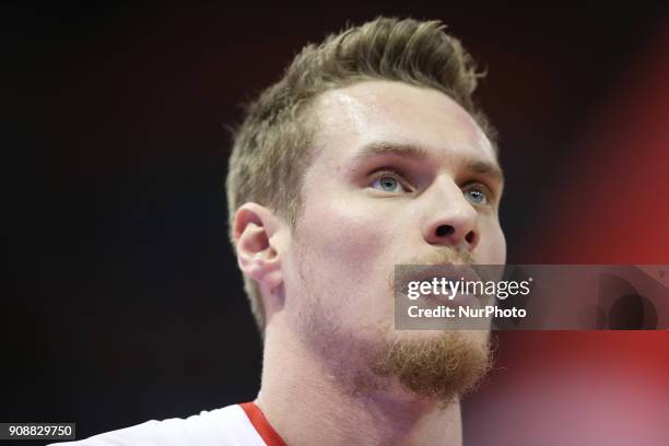 Leon Radosevic of Brose Baskets Bamberg before the Quarterfinal match in the BBL Pokal 2017/18 between FC Bayern Basketball and Brose Baskets Bamberg...