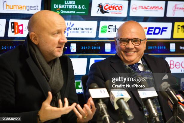 Ottavio Palladini new head coach of Teramo Calcio 1913 and Luciano Campitelli president of Teramo Calcio 1913 during the presentation of Ottavio...