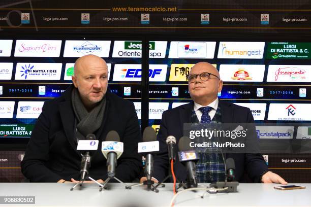 Ottavio Palladini new head coach of Teramo Calcio 1913 and Luciano Campitelli president of Teramo Calcio 1913 during the presentation of Ottavio...