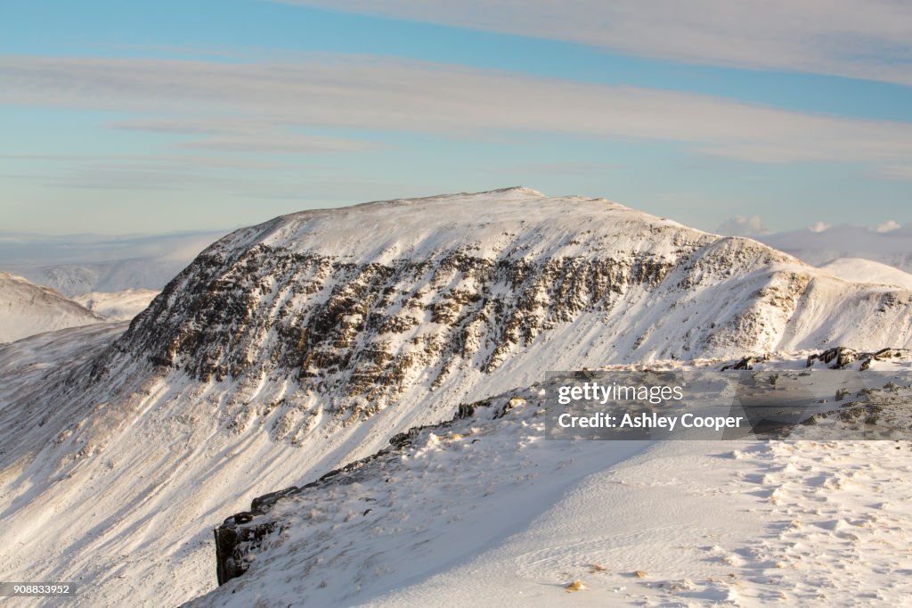 Looking across to St Sunday Crag and the High Street range from Dollywagon Pike in the Lake District, UK.