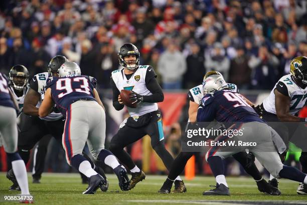 Playoffs: Jacksonville Jaguars QB Blake Bortles in action vs New England Patriots at Gillette Stadium. Foxborough, MA 1/21/2018 CREDIT: Erick W. Rasco