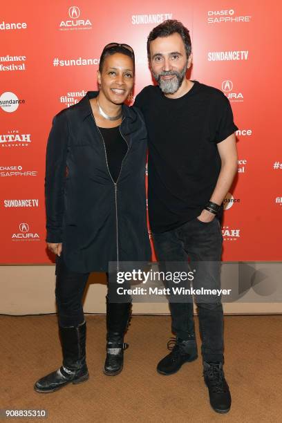 Director of the Documentary Film Program at Sundance Film Institute, Tabitha Jackson, and director Talal Derki attend the "Of Fathers And Sons"...