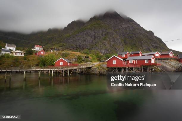 the fishing village of å, lofoten island, norway - rorbuer stock pictures, royalty-free photos & images