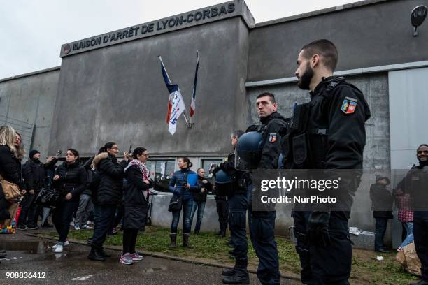 Blockade of the Corbas prison near Lyon, France, on January 22, 2018.