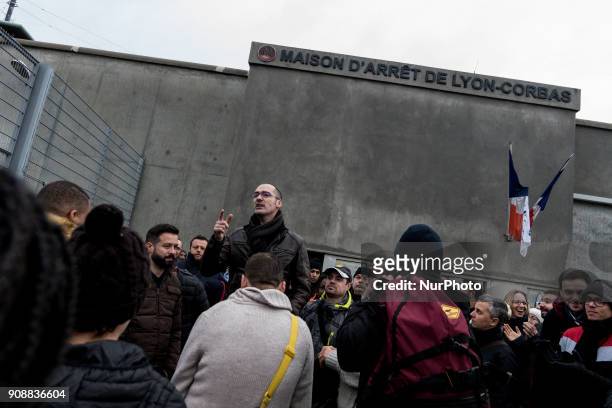 Blockade of the Corbas prison near Lyon, France, on January 22, 2018.