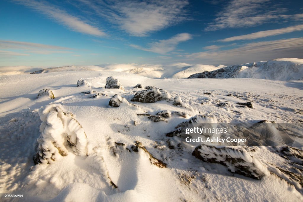 Looking across to St Sunday Crag and the High Street range from Dollywagon Pike in the Lake District, UK.