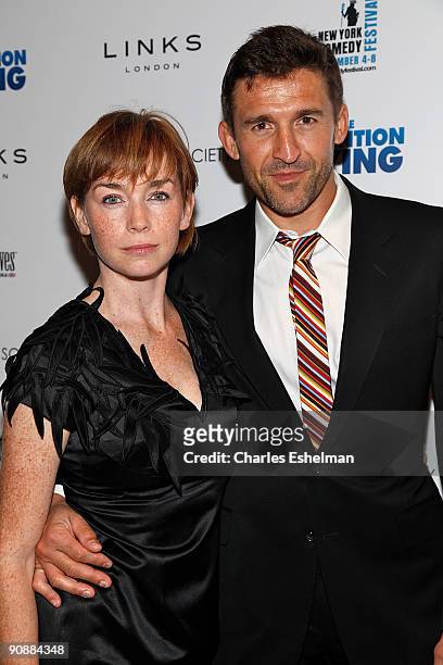 Actors Julianne Niicholson and Jonathan Cake attend The Cinema Society and Links of London's screening of "The Invention Of Lying" at the Tribeca...