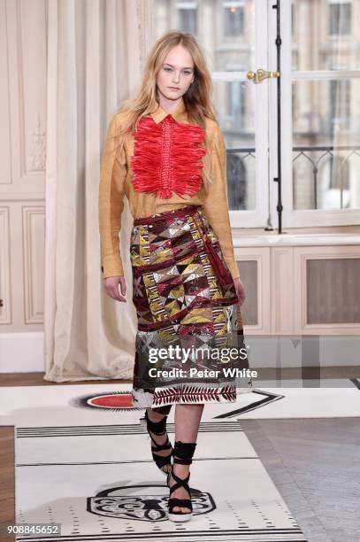 Jean Campbell walks the runway during the Schiaparelli Spring Summer 2018 show as part of Paris Fashion Week on January 22, 2018 in Paris, France.