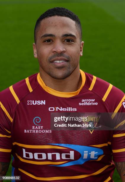 Gene Ormsby of Huddersfield Giants poses for a portrait during the Huddersfield Giants Media Day at John Smith's Stadium on January 22, 2018 in...