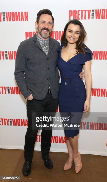 Steve Kazee and Samantha Barks attends the photo call for the New Broadway Bound Musical 'Pretty Woman' on January 22, 2018 at the New 42nd Street...