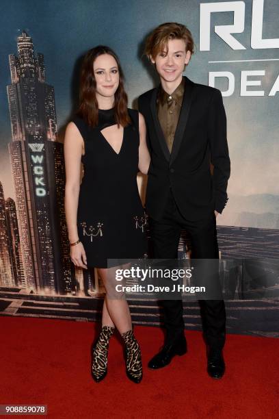 Kaya Scodelario and Thomas Brodie-Sangster attend the UK fan screening of 'Maze Runner: The Death Cure' at Vue West End on January 22, 2018 in...
