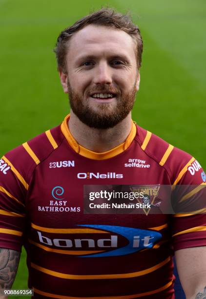 Jordan Rankin of Huddersfield Giants poses for a portrait during the Huddersfield Giants Media Day at John Smith's Stadium on January 22, 2018 in...