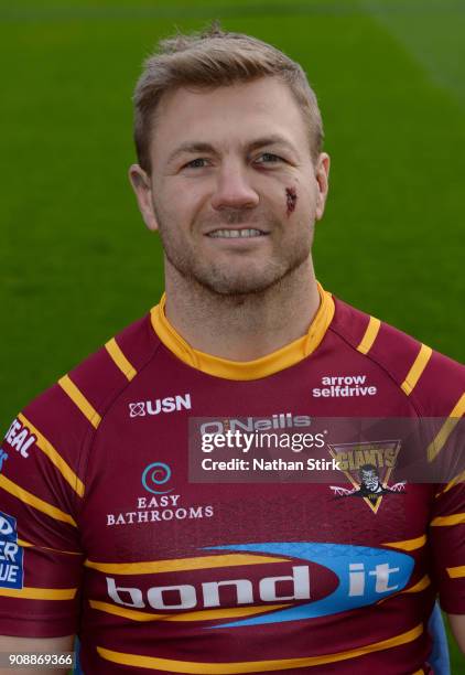 Ryan Hinchcliffe of Huddersfield Giants poses for a portrait during the Huddersfield Giants Media Day at John Smith's Stadium on January 22, 2018 in...