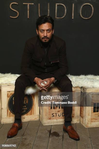 Actor Irrfan Khan of 'Puzzle' attends The IMDb Studio and The IMDb Show on Location at The Sundance Film Festival on January 22, 2018 in Park City,...