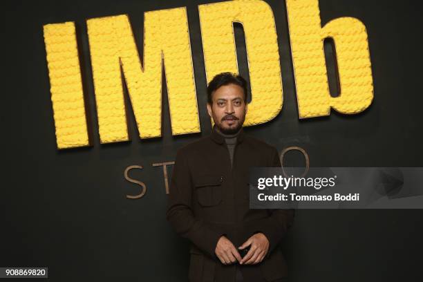 Actor Irrfan Khan of 'Puzzle' attends The IMDb Studio and The IMDb Show on Location at The Sundance Film Festival on January 22, 2018 in Park City,...