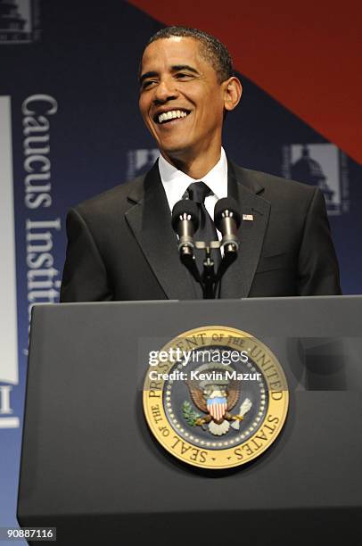 President Barack Obama speaks at the Congressional Hispanic Caucus Institute's 32nd Annual Awards Gala at Walter E. Washington Convention Center on...