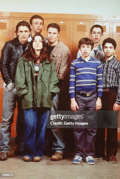 The cast of "Freaks And Geeks." From l-r: James Franco , Linda Cardellini , Seth Rogen , John Daley , Martin Starr and Samm Levine . Photo credit:...