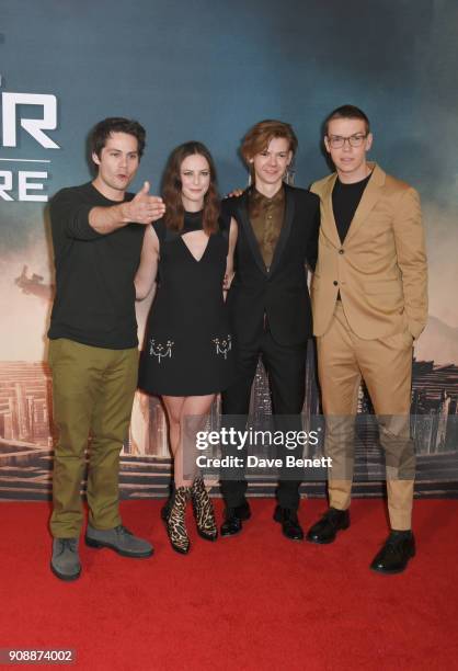 Dylan O'Brien, Kaya Scodelario, Thomas Brodie-Sangster and Will Poulter attend the UK fan screening of "Maze Runner: The Death Cure" at Vue West End...