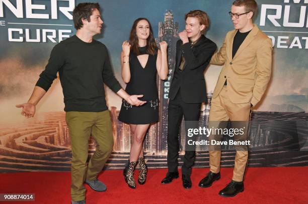 Dylan O'Brien, Kaya Scodelario, Thomas Brodie-Sangster and Will Poulter attend the UK fan screening of "Maze Runner: The Death Cure" at Vue West End...