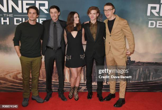 Dylan O'Brien, director Wes Ball, Kaya Scodelario, Thomas Brodie-Sangster and Will Poulter attend the UK fan screening of "Maze Runner: The Death...