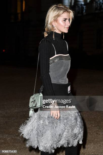 Caroline Daur is seen arriving at Giambattista Valli show during Paris Fashion Week : Haute Couture Spring/Summer 2018 on January 22, 2018 in Paris,...