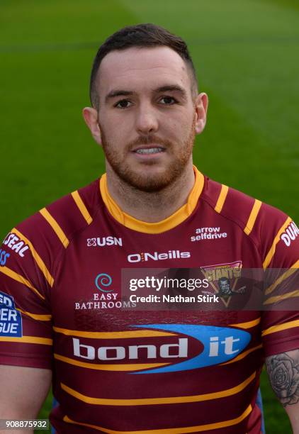 Daniel Smith of Huddersfield Giants poses for a portrait during the Huddersfield Giants Media Day at John Smith's Stadium on January 22, 2018 in...