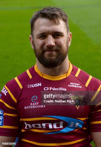 Paul Clough of Huddersfield Giants poses for a portrait during the Huddersfield Giants Media Day at John Smith's Stadium on January 22, 2018 in...
