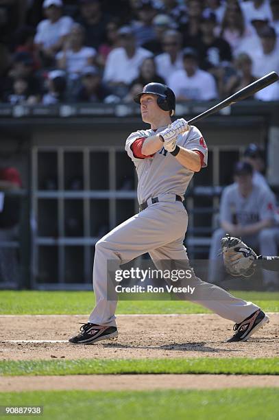 Jason Bay of the Boston Red Sox bats against the Chicago White Sox on September 7, 2009 at U.S. Cellular Field in Chicago, Illinois. The White Sox...