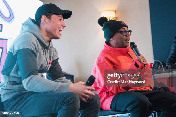 Actor Anthony Ramos and Filmmaker Spike Lee speaks during the "She's Gotta Have It" brunch sponsored by Netflix at Buona Vita on January 22, 2018 in...