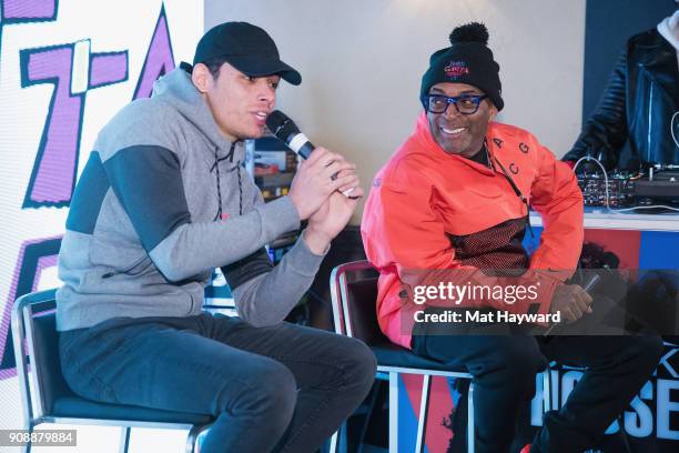 Actor Anthony Ramos and Filmmaker Spike Lee speak during the "She's Gotta Have It" brunch sponsored by Netflix at Buona Vita on January 22, 2018 in...