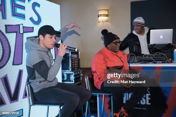 Actor Anthony Ramos and Filmmaker Spike Lee speak during the "She's Gotta Have It" brunch sponsored by Netflix at Buona Vita on January 22, 2018 in...