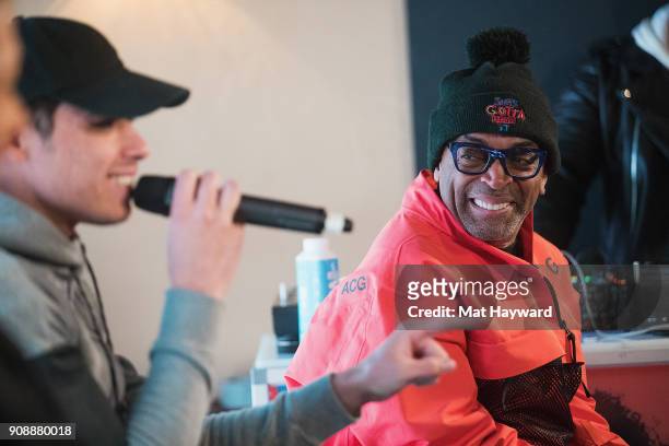 Actor Anthony Ramos and Filmmaker Spike Lee speak during the "She's Gotta Have It" brunch sponsored by Netflix at Buona Vita on January 22, 2018 in...