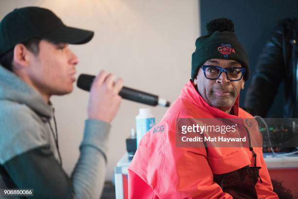 Actor Anthony Ramos and Filmmaker Spike Lee speak during the "She's Gotta Have It" brunch sponsored by Netflix at Buona Vita on January 22, 2018 in...