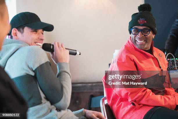 Actor Anthony Ramos and Filmmaker Spike Lee speak during the "She's Gotta Have It" brunch sponsored by Netflix at Buona Vita on January 22, 2018 in...