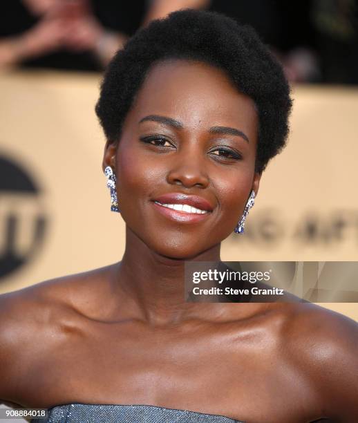 Lupita Nyong'o arrives at the 24th Annual Screen Actors-Guild Awards at The Shrine Auditorium on January 21, 2018 in Los Angeles, California.