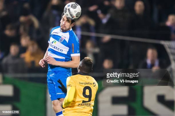 Dirk Marcellis of PEC Zwolle, Thierry Ambrose of NAC Breda during the Dutch Eredivisie match between PEC Zwolle and NAC Breda at the MAC3Park stadium...