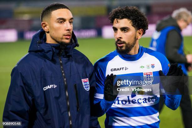 Younes Namli of PEC Zwolle, Youness Mokhtar of PEC Zwolle during the Dutch Eredivisie match between PEC Zwolle and NAC Breda at the MAC3Park stadium...