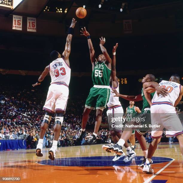 Eric Williams of the Boston Celtics shoots during a game played on January 28, 1997 at Madison Square Garden in New York City. NOTE TO USER: User...