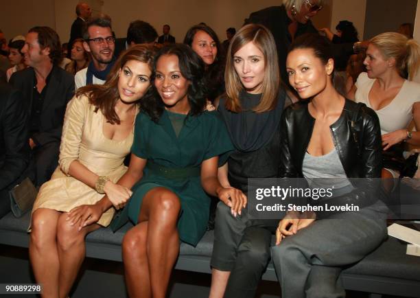 Actresses Eva Mendes, Kerry Washington, Rose Byrne, and Thandie Newton attend Calvin Klein Spring 2010 fashion show at 205 West 39th Street on...