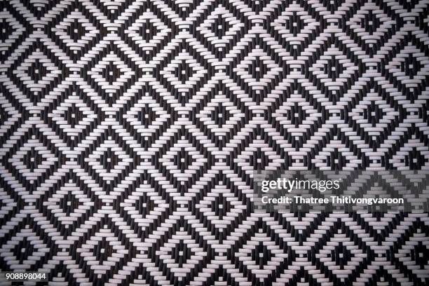 seamless black and white weave texture - diamond pattern stock pictures, royalty-free photos & images