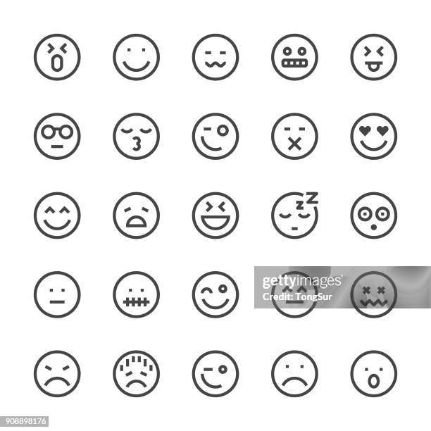 emoji icon icons - mediumx line - winking stock illustrations