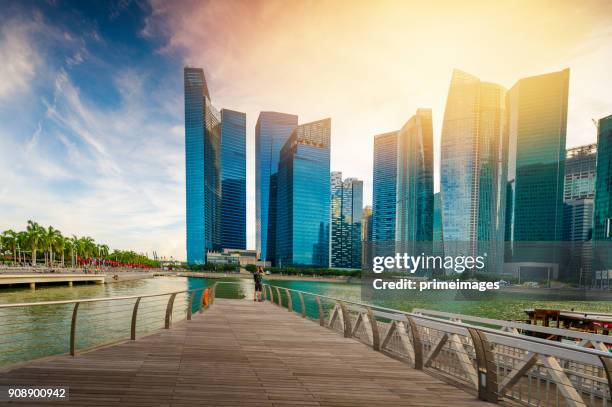 uitzicht op de skyline van singapore centrum cbd - singapore flyer stockfoto's en -beelden